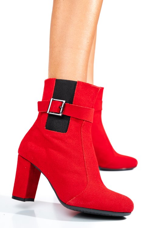 Piros fordított bőr bokacsizma 7s7h72