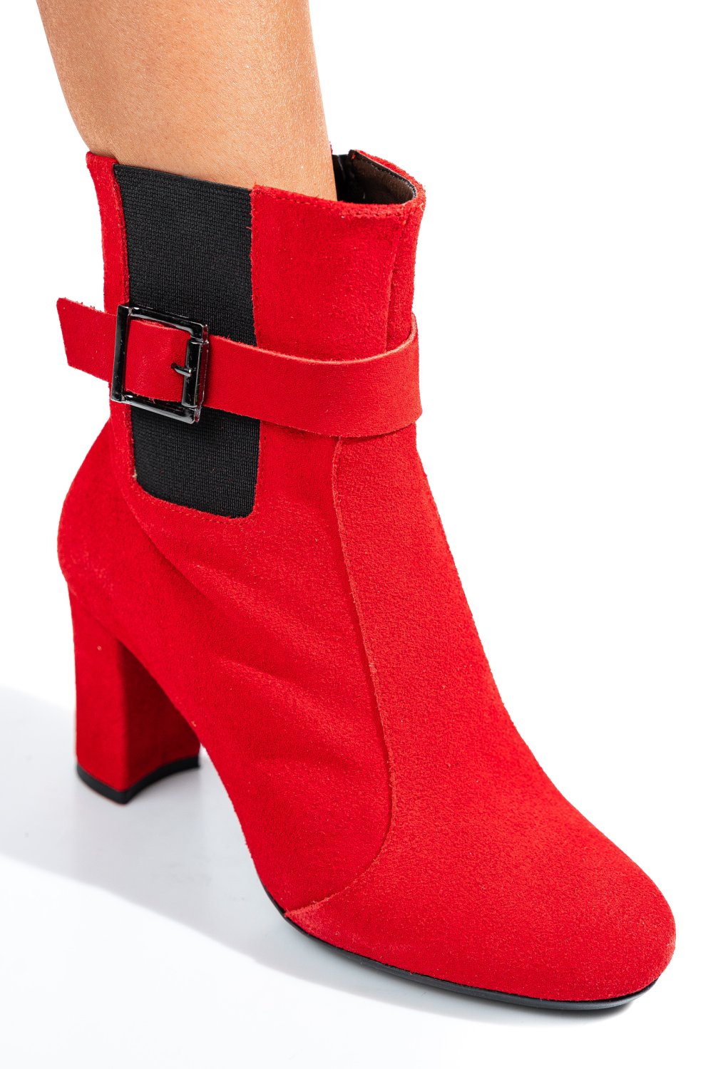 Piros fordított bőr bokacsizma 7s7h72