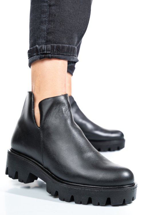 Fekete természetes bőr bakancs 0s7h24