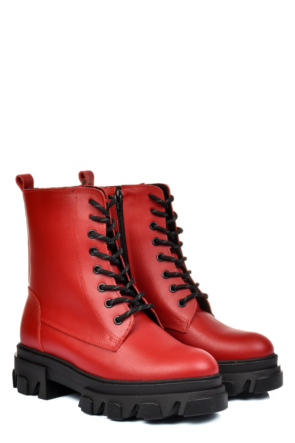 Piros természetes bőr bakancs 1s7h24