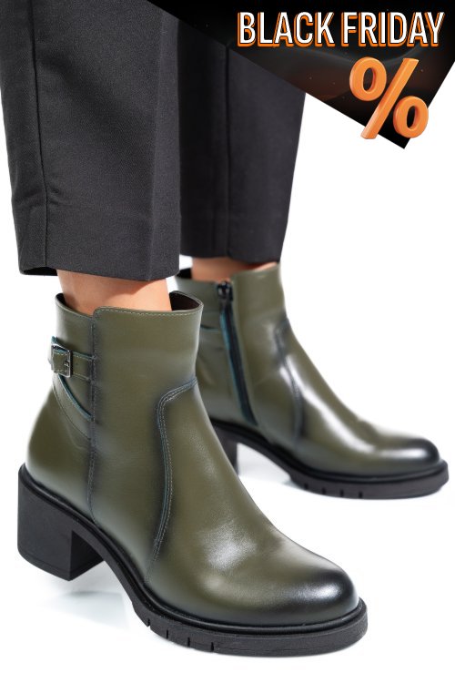 Zöld természetes bőr bokacsizma 4s7h26