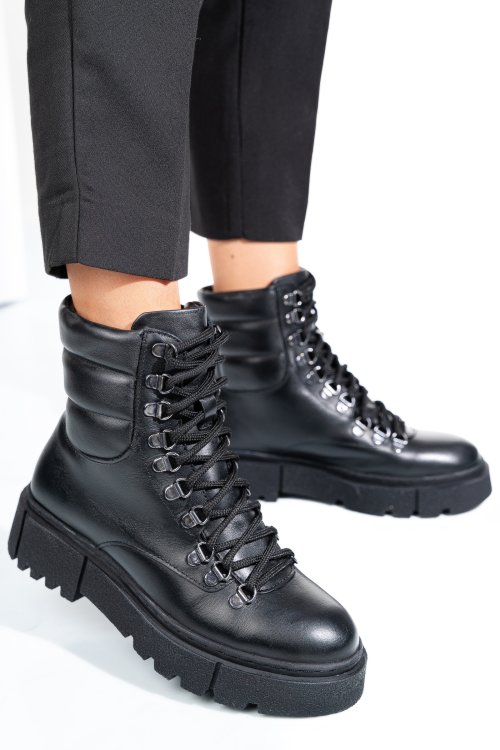 Fekete természetes bőr bakancs 4s7h62