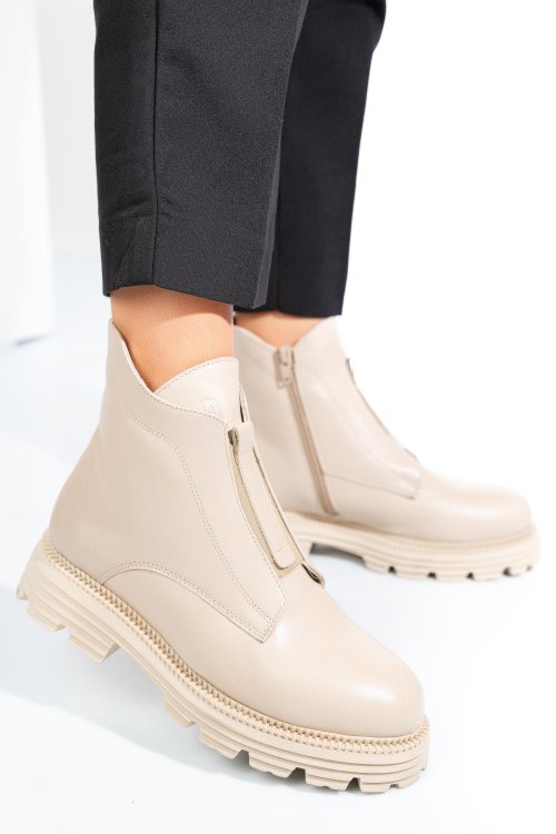 Bézs természetes bőr bakancs 4s7h23