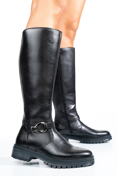 Fekete természetes bőr csizma ws7hb54h13