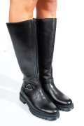 Fekete természetes bőr csizma ws7hb54h13