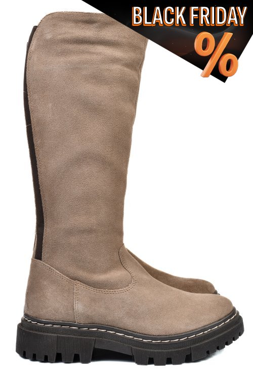 Bézs fordított bőr csizma bs7hb06-3207