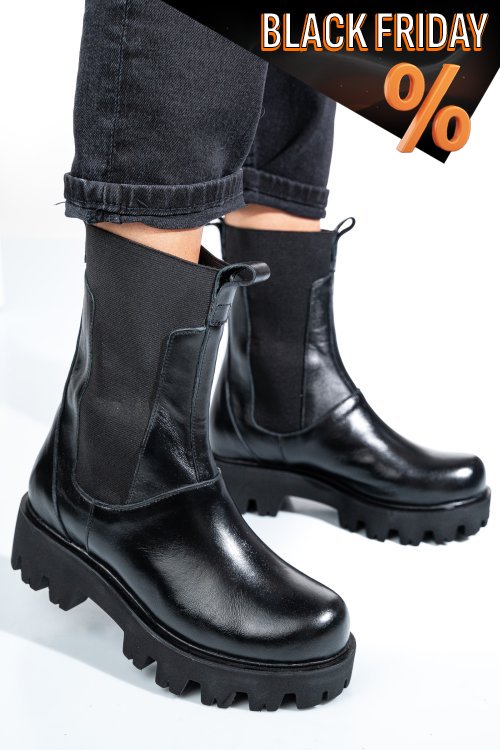 Fekete természetes bőr bakancs 7s7h628b