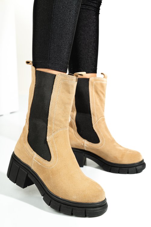 Bézs fordított bőr bakancs 1s7h0603