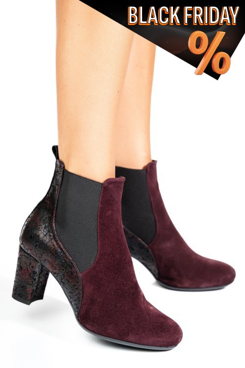 Bordó fordított bőr bokacsizma 7s7h70