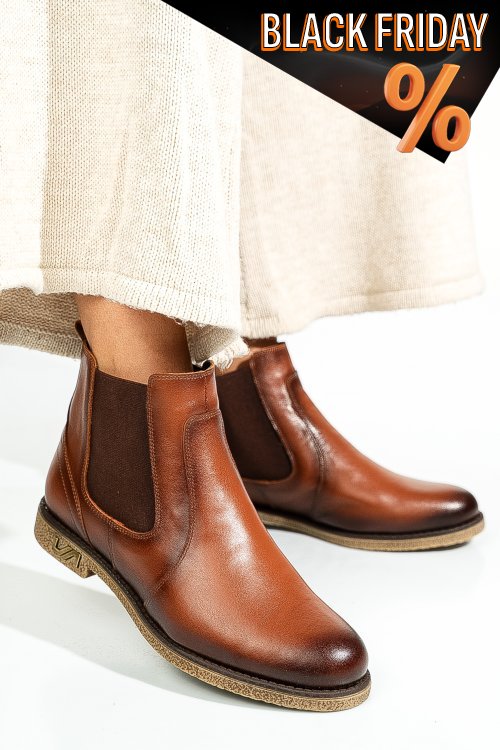 Barna természetes bőr bakancs 2s7h11