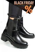 Fekete természetes bőr bakancs 2s7h24