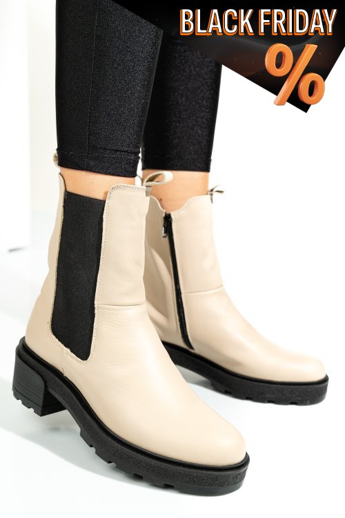 Bézs természetes bőr bakancs 2s7h24