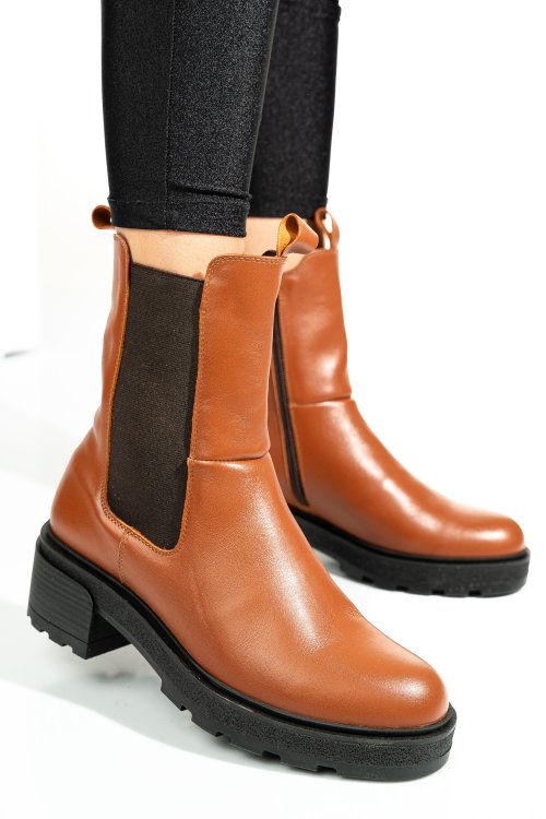 Barna természetes bőr bakancs 2s7h24