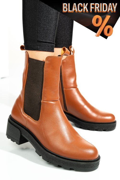 Barna természetes bőr bakancs 2s7h24