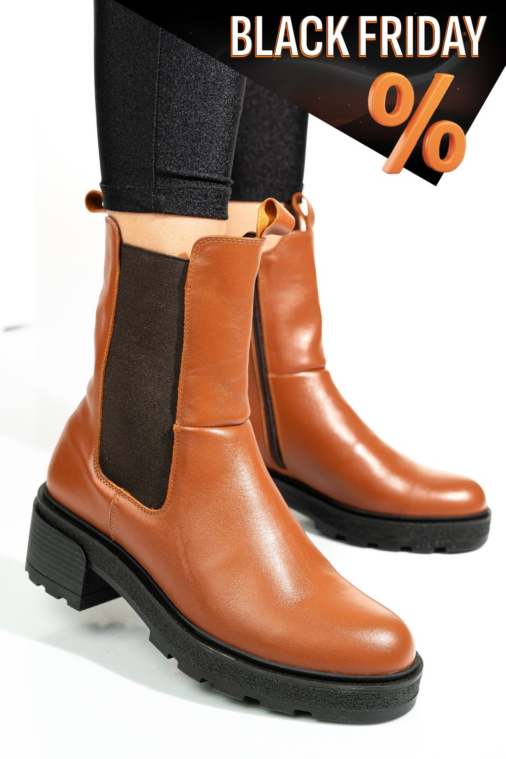 Barna természetes bőr bakancs 2s7h24