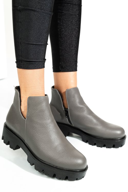 Szürke természetes bőr bakancs 0s7h24