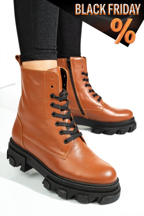 Barna természetes bőr bakancs 1s7h24