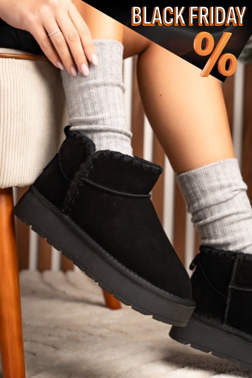 Fekete fordított bőr csizma ss7hcw421p19