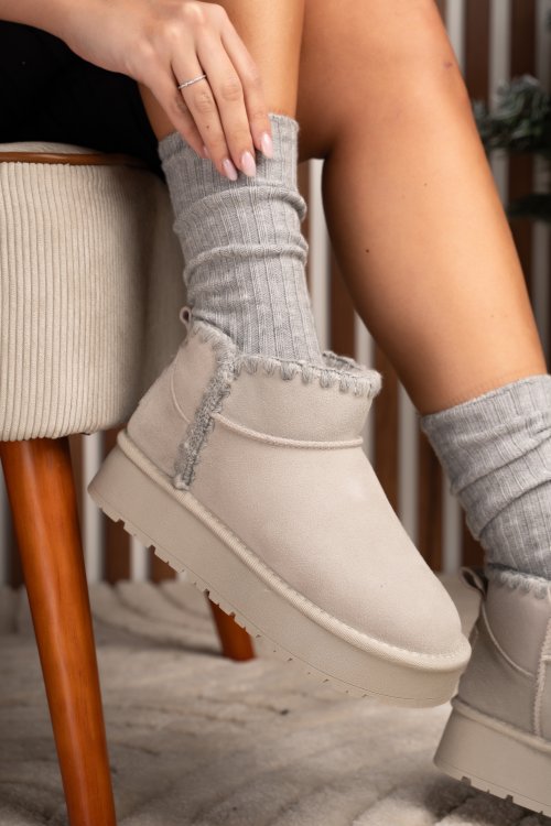 Szürke fordított bőr csizma ss7hcw421p19