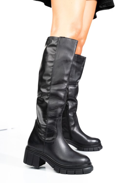 Fekete természetes bőr csizma 1s7h0691
