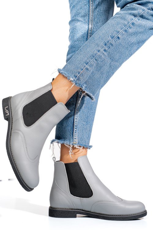 Szürke természetes bőr bakancs 2s7h12