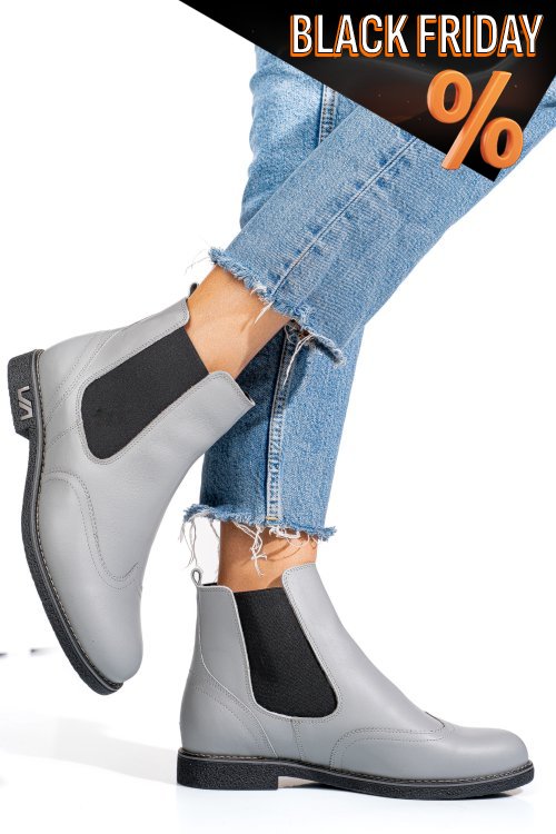 Szürke természetes bőr bakancs 2s7h12