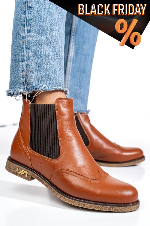 Barna természetes bőr bakancs 2s7h12