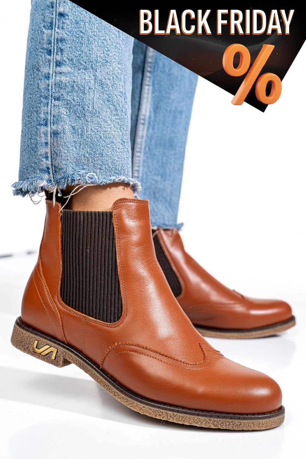 Barna természetes bőr bakancs 2s7h12