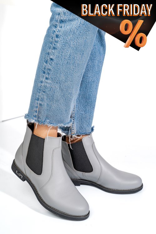 Szürke természetes bőr bakancs 2s7h11