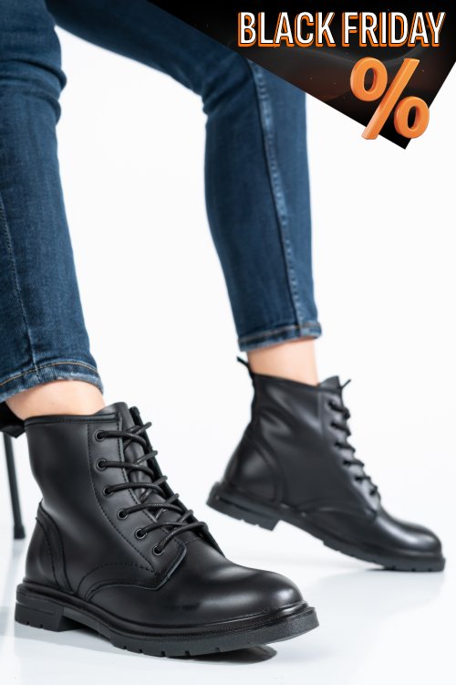 Fekete természetes bőr bakancs ws7hl02564a