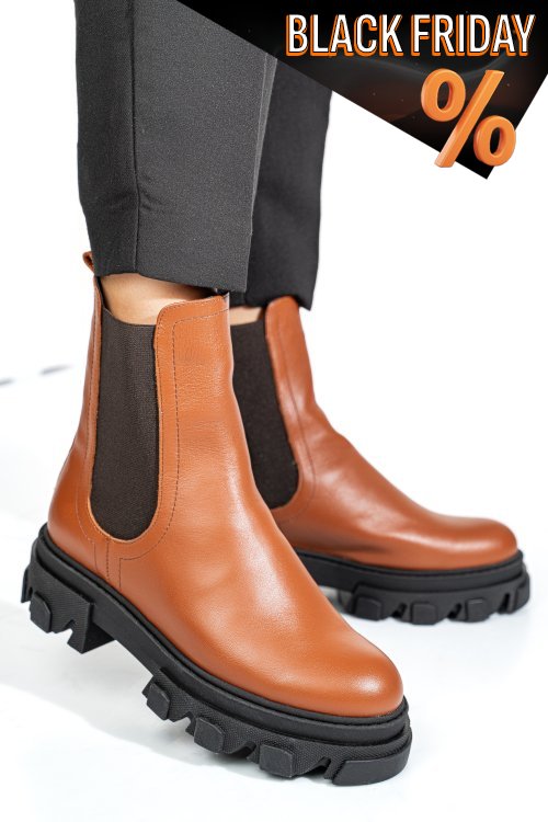 Barna természetes bőr bakancs 2s7h25