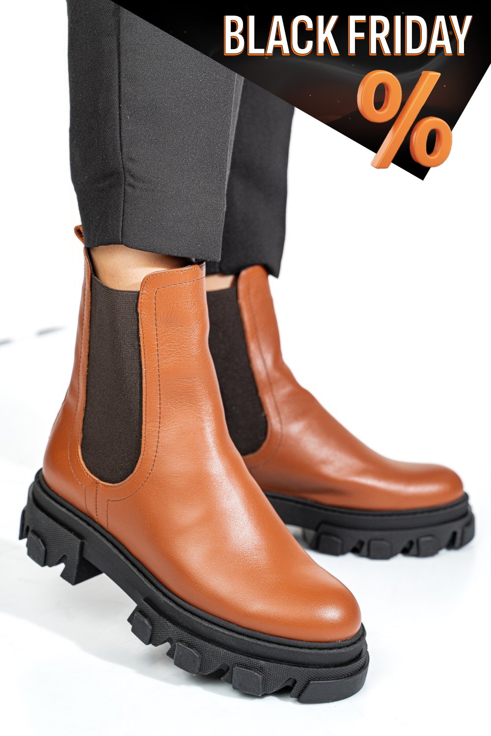 Barna természetes bőr bakancs 2s7h25