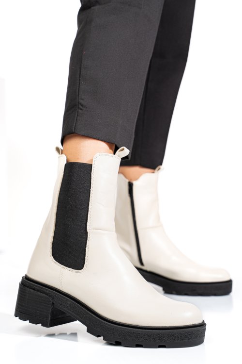 Bézs természetes bőr bakancs 2s7h24