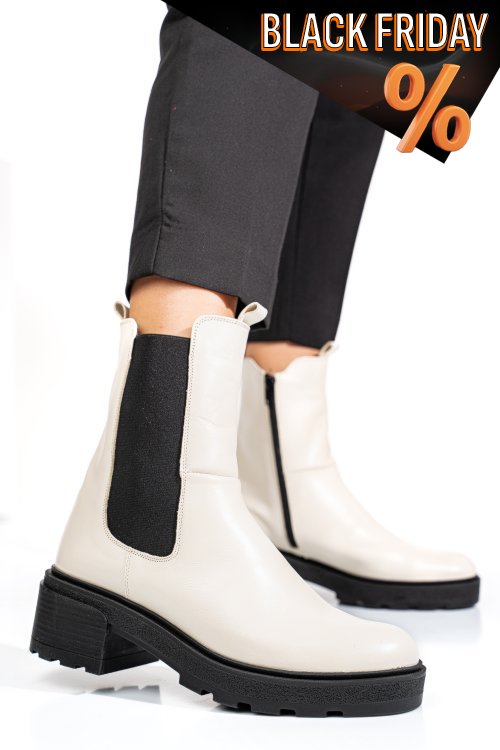 Bézs természetes bőr bakancs 2s7h24