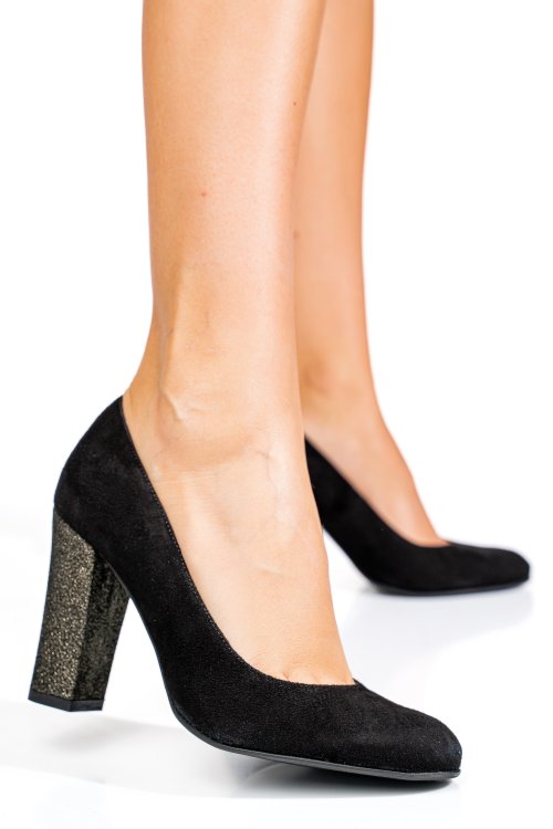 Fekete fordított bőr magassarkú cipők 3s7h577