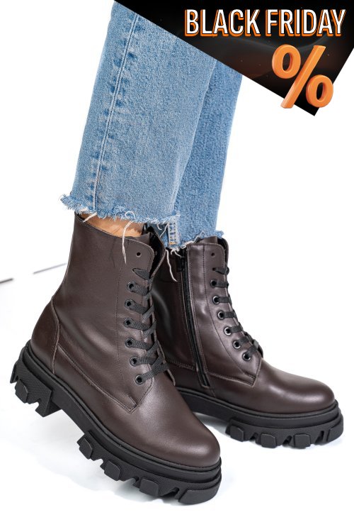 Barna természetes bőr bakancs 1s7h24