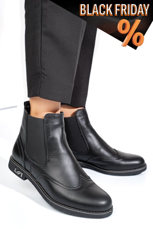 Fekete természetes bőr bakancs 2s7h12