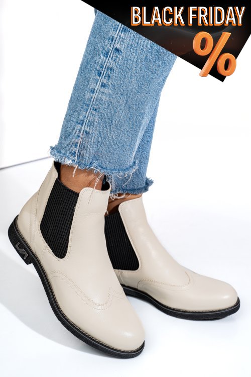 Bézs természetes bőr bakancs 2s7h12