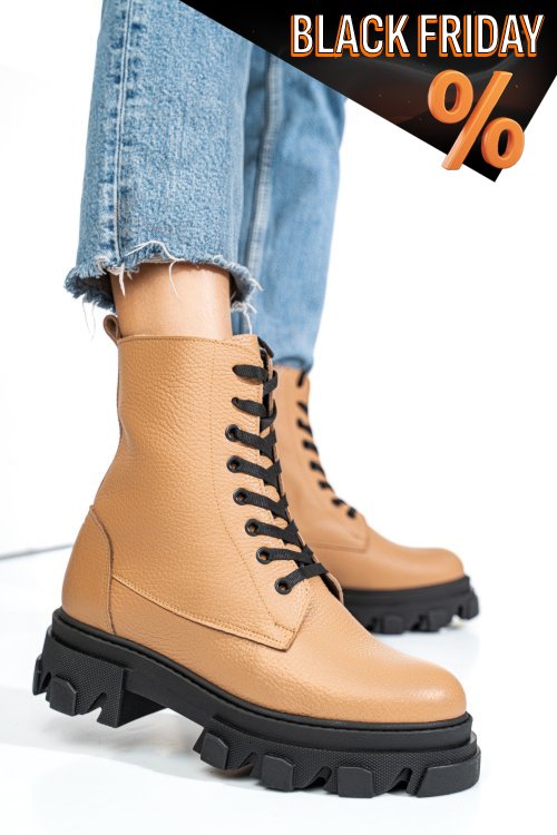 Barna természetes bőr bakancs 1s7h24