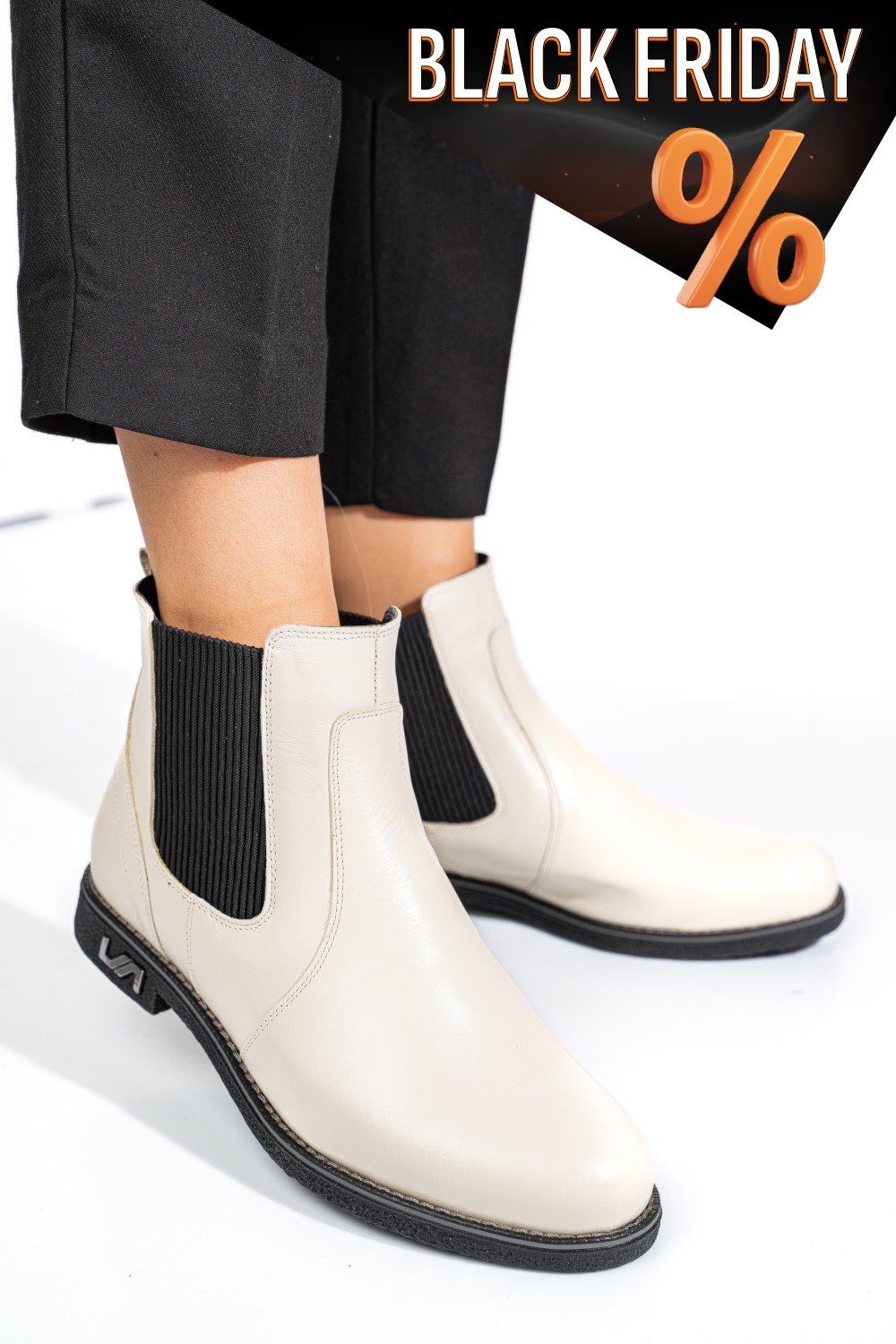 Bézs természetes bőr bakancs 2s7h11