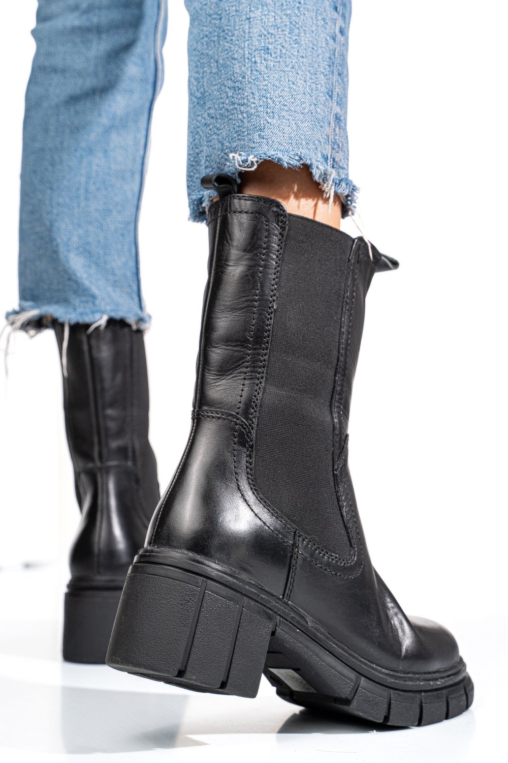 Fekete természetes bőr bakancs 1s7h0603