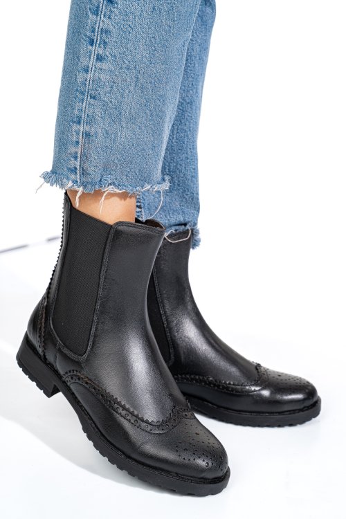 Fekete természetes bőr bakancs 1s7h0795