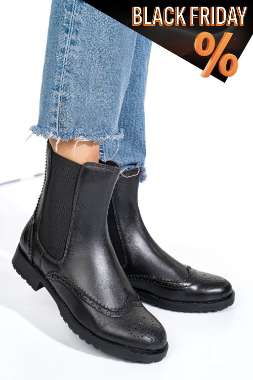 Fekete természetes bőr bakancs 1s7h0795