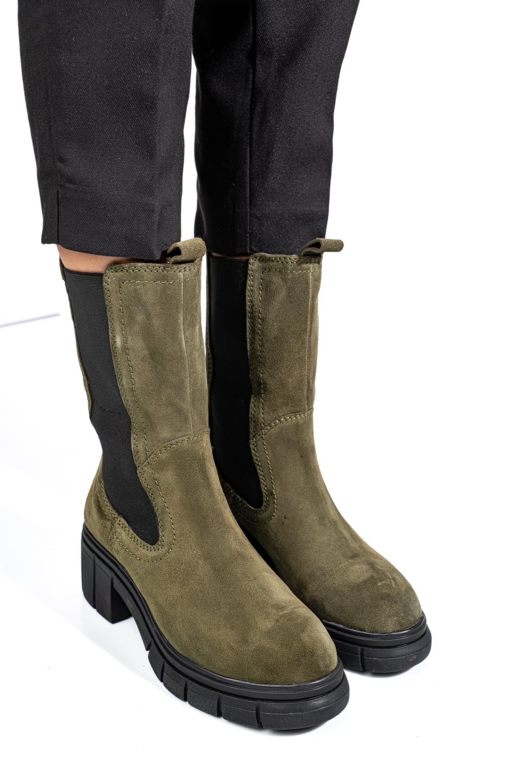 Khaki fordított bőr bakancs 1s7h0603