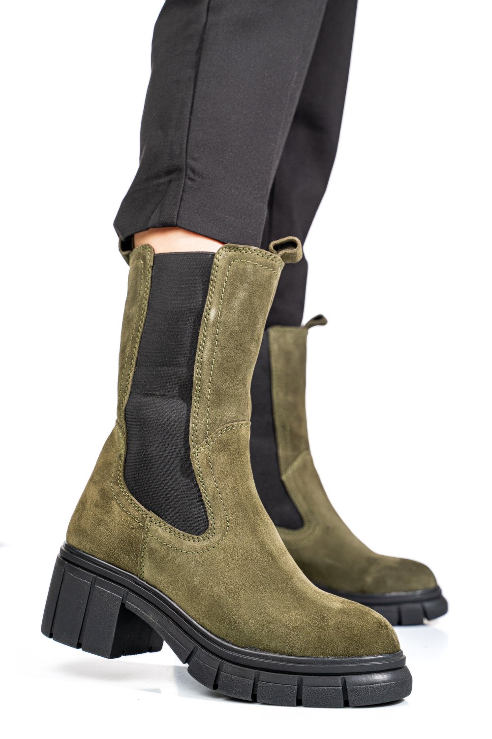 Khaki fordított bőr bakancs 1s7h0603