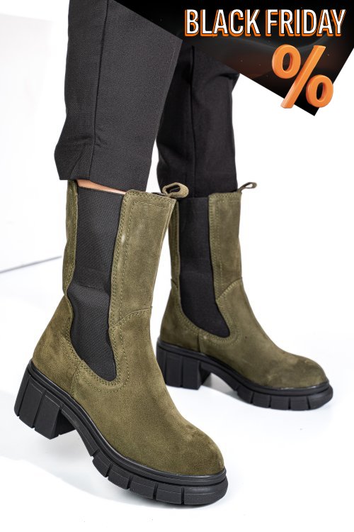 Khaki fordított bőr bakancs 1s7h0603