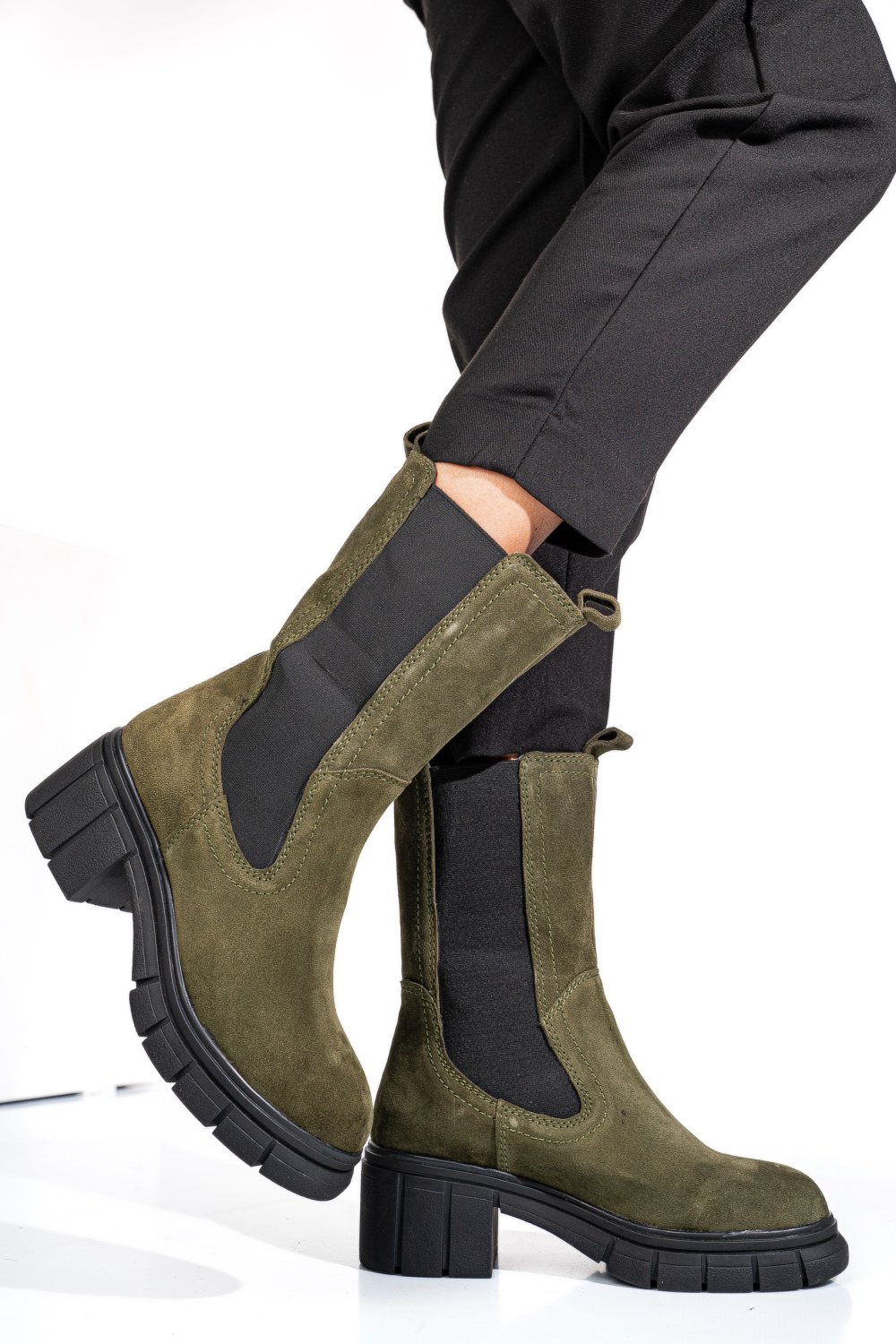 Khaki fordított bőr bakancs 1s7h0603