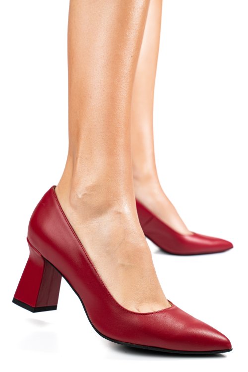 Piros természetes bőr magassarkú cipők 1s7h362