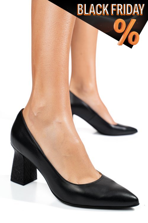 Fekete természetes bőr magassarkú cipők 1s7h362