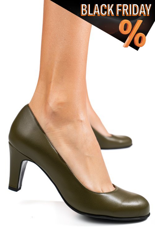 Khaki természetes bőr magassarkú cipők 3s7h152